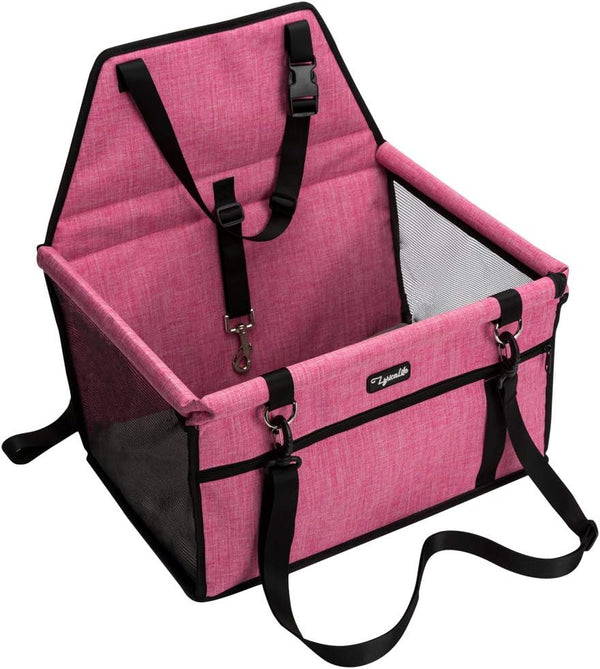 Pet Car Seat, Sturdy Reinforced Structure with Shortened Leash, Waterproof Thick Soft Fleece Pad for Small Pets