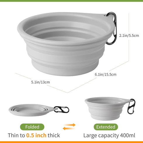 Dog Bowl Pet Travel Collapsible Bowls 2 Pack, Portable Silicone Puppy Bowl for Walking and Traveling, BPA Free