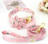 Beirui Cute Girl Dog Collar and Leash Set, Floral Collar with Flower for Small Medium Large Dogs - Pink, 5FT Leash