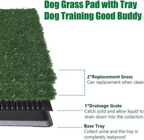 2 20x30 INCH LITA Dog Grass Pad with Tray - Dog Litter Box with Artificial Grass Pads - Potty Tray for Balcony