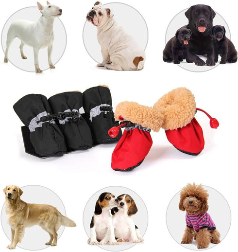 GabeFish Adjustable Drawstring Anti Slip Dog Socks Shoes, Boot Paw Protectors for Small Medium Pets Cats, Black Small