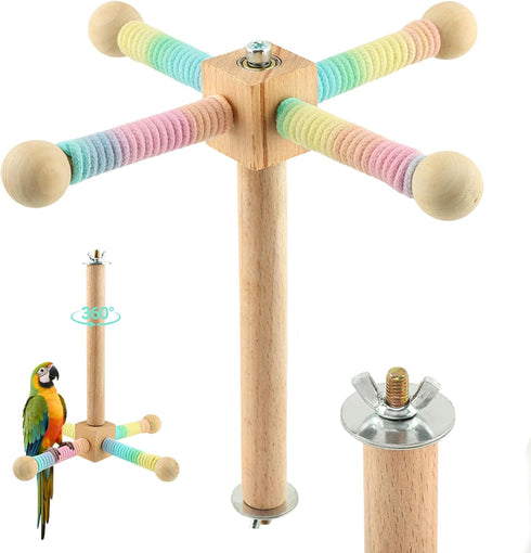Yuanfenron Parrot Spinning Windmill Perch, Bird Toy Rotating Stand for Parakeets, Cockatiels, Budgies - Interactive