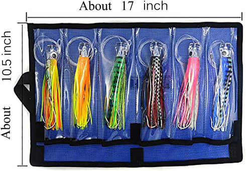 Set of 6 pcs Trolling Lure for Big Game Fishing - 9 inch / 7 inch / 6.5 inch Marlin Tuna Dolphin Shark Lures with Mesh