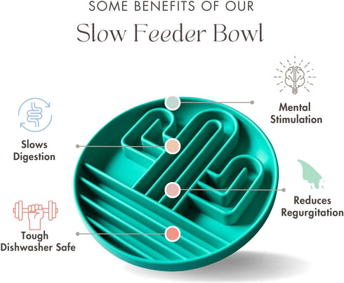 Cactus Slow Feeder Dog Bowls for Large Medium Small Breeds Silicone Non Slip Puzzle Bowl Puppy Essentials