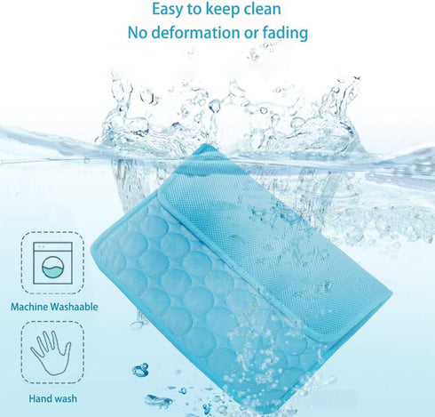 MICROCOSMOS Summer Cooling Mat & Sleeping Pad - Water Absorption Top, Safe Materials, Easy Carry, EZ Clean, Blue, 59" x