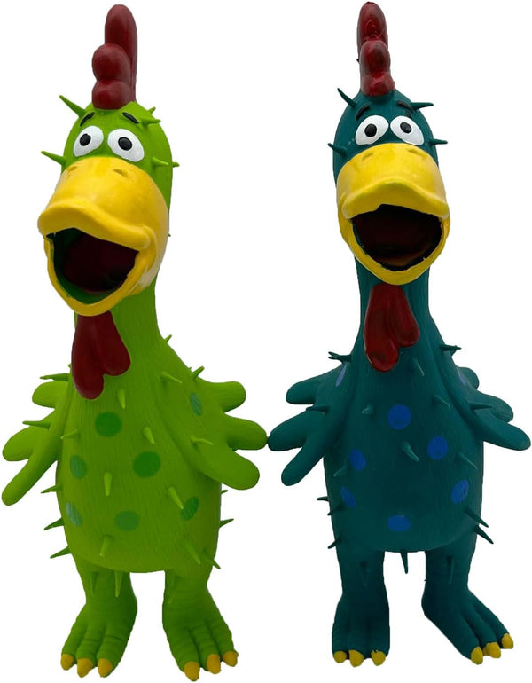Hoiasem 2 Pack 10 Inch Latex Polka dot Burr Chicken Dog Toys that