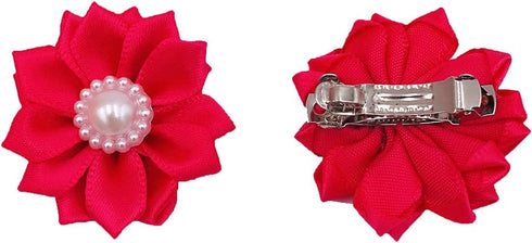 PET SHOW 10 Pairs Flower Small Dogs Hair Bows - 10 Colors with French Barrette Hair Clips