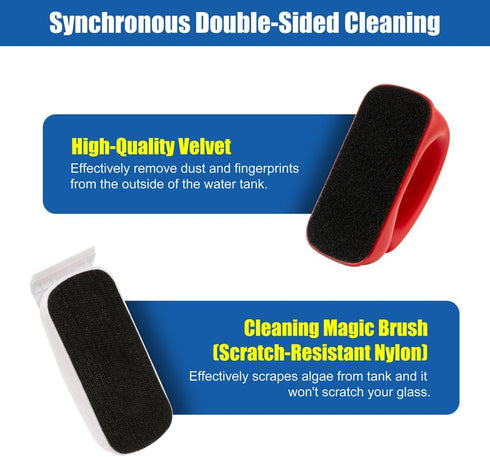 Novique 2 Small Aquarium Cleaning Tool Fish Tank Strong Magnetic Algae Scraper Glass Cleaner Floating Scrubber Brush