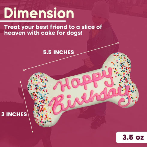 Girl Happy Birthday Dog Bone - Molasses Based Recipe, Human Grade Ingredients, Made in USA