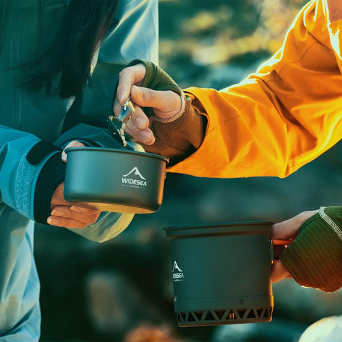 Widesea Camping Cookware Outdoor Pot Pan Cooking Equipment, Heat Exchange Design for Hiking, Backpacking, Travel