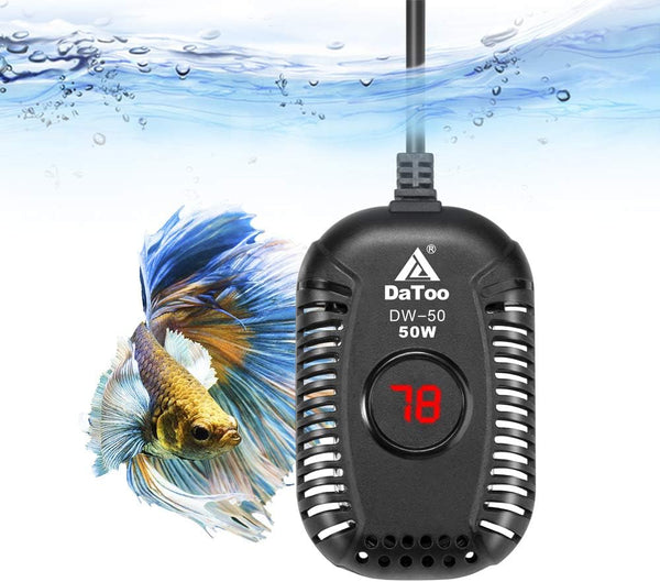 Small 50W Aquarium Heater, Mini Submersible Fish Tank Heater with LED Temperature Display