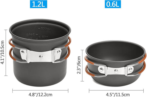 Lixada Camping Cookware Set, Portable Mess Kit, Outdoor Cooking Set with Stove, Spoon, Fork for Travel
