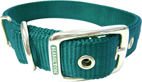 Hamilton Thick Nylon Deluxe Dog Collar, 1-Inch by 24-Inch Double, Dark Green