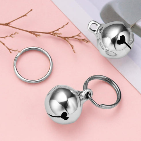 Dog Collar Bell: 6Pcs 16MM Metal Pet Collar Bells with Key Ring, Clear Sound, Silver