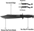 FLISSA 15-inch Tactical Bowie Knife with Sheath, Fixed Blade Survival Knife, Sharpener & Fire Starter for Camping