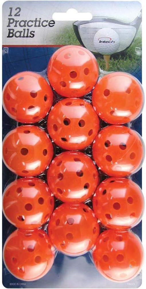 Intech Practice Golf Balls with Holes, Limited Flight Plastic Balls, Assorted Colors
