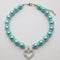 Engraved Crystal Heart Dog Necklace Jewelry - Bling Pearls Rhinestones Charm for Small Dogs, Blue