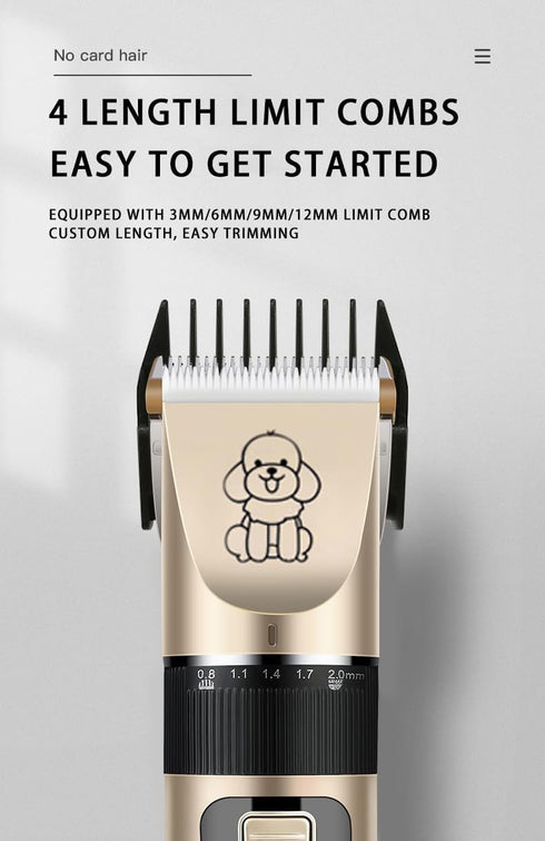 Pet Shaver Clippers - Low Noise Rechargeable Cordless Electric Hair Clippers for Small and Large Dogs and Cats