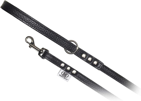 BUDDY BELT All Pebble Grain Leather Leash, Black - Premium Edition (1/2" x 4')