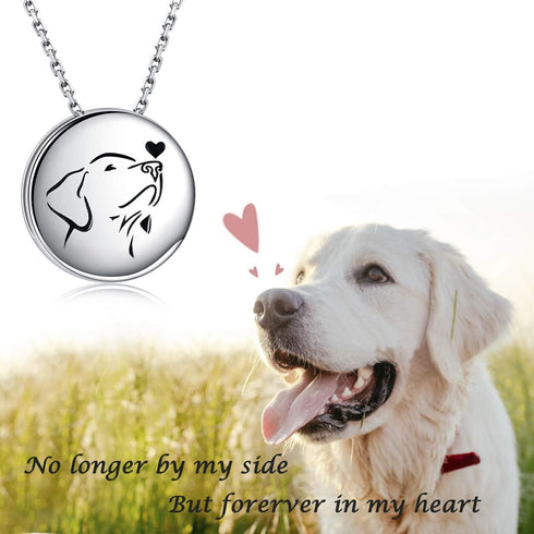 Pet Cremation Necklace for Dog - Sterling Silver Always in My Heart Paw Print Memorial Keepsake Pendant Urn Jewelry for