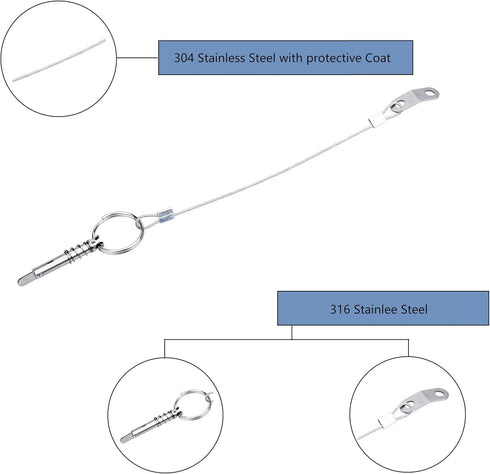 Thorn Boat Bimini Quick Release Pin with Lanyard (4 PCS)