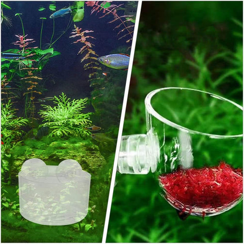 10pcs Fish Tank Planter Decor, Acrylic Plant Cup Holders for Fish Tank Supplies and Bait Feeder
