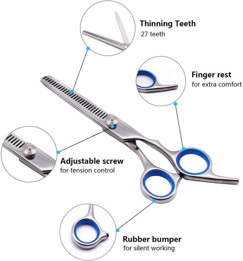 Maxshop Dog Grooming Scissors with Safety Round Tips - Heavy Duty Titanium Pet Grooming Trimmer Kit, Set of 3