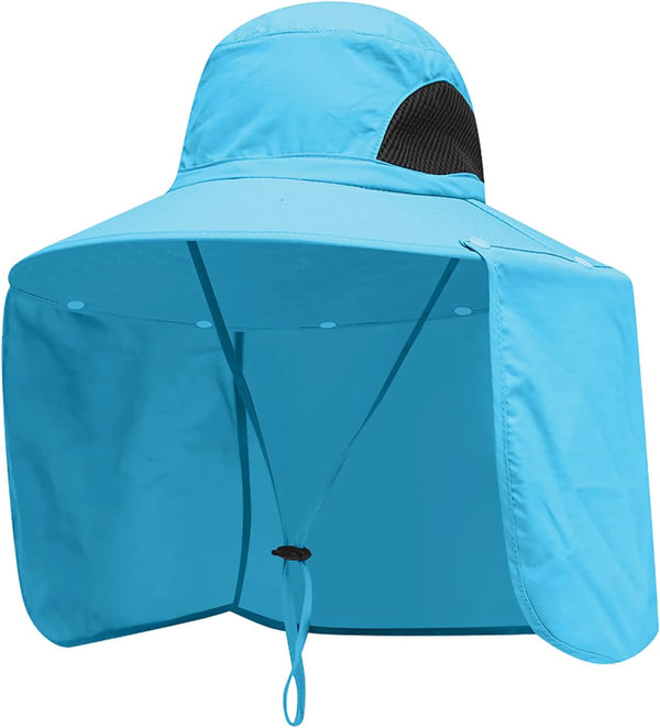 HUAMULAN Women Large Brim Sun Hat with Neck Flap - Men Quick Dry Hiking Fishing Safari Hat UPF 50+