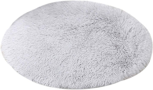 16 Inch Plush Dog Bed Mat, Warm Fluffy Round Crate Pad with Anti-Slip Waterproof Bottom for Small Dogs