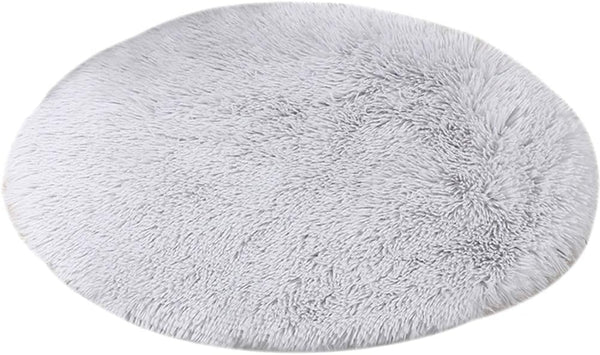 16 Inch Plush Dog Bed Mat, Warm Fluffy Round Crate Pad with Anti-Slip Waterproof Bottom for Small Dogs