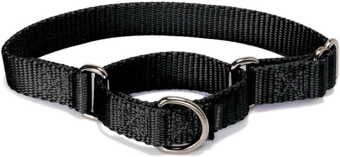 PetSafe Adjustable Martingale Collar, Medium Black 3/4" - Tightens When Dogs Pull, Prevents Slipping Out