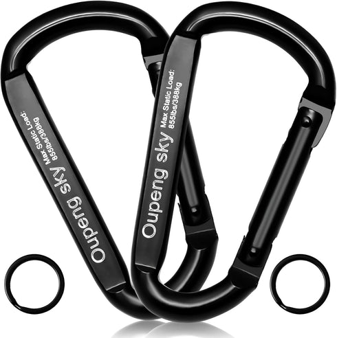 Heavy Duty Carabiner Clip, 855lbs, 3" Iron Caribeaners for Hammocks, Camping, Hiking, Keychains, Outdoors