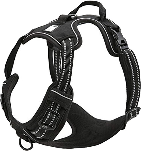TRUE LOVE TLH5651 Adjustable No-Pull Dog Harness, Reflective Pup Vest, Comfortable Control, Black, Size S
