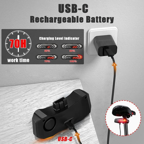 WSDCAM Smart Bike Tail Light with Turn Signals, Rechargeable Waterproof Bike Alarm Horn