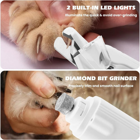 Londehuhai 2-in-1 Trimmers, Trimmer Dog Nail Grinder & Dog Nail Clippers Dogs with LED Light + Splash Guard + Storage