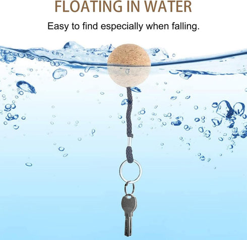Floating Cork Keyring, 2Pcs Wooden Ball Key Ring for Sailing Boat Water Sport Accessories (#1)