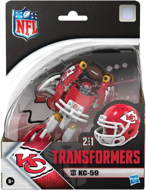 KC-59, 5.5-Inch 8+ Transformers NFL Kansas City Chiefs Action Figure Changes from Robot to Helmet, Football Toys