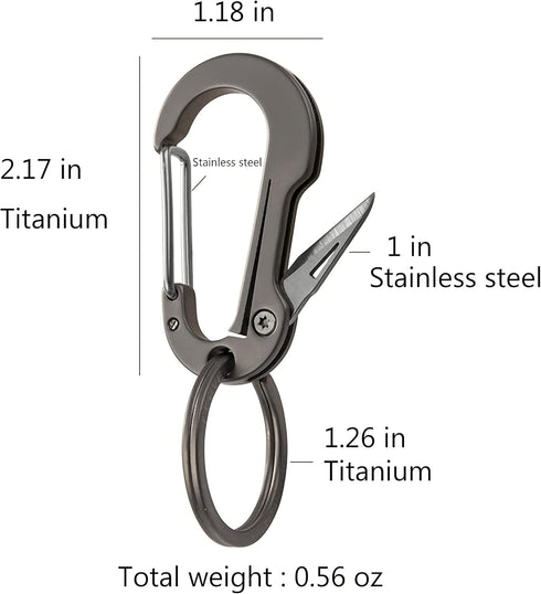 Titanium Carabiner Clip, Multifunctional Keychain with Keyring, Cool Gadget for Daily Use