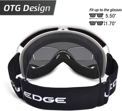 Ski Goggles Over Glasses - Snowboard Snowmobile Goggles for Men Women Adult, Anti Fog 100% UV Protection
