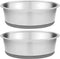 Taglory 8 Cup Stainless Steel Dog Bowls Set of 2, Anti-Slip Silicone Base, Rust Resistant, Gray