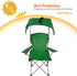 50+ 350LB TeqHome Camping Chair with Canopy, Outdoor Folding Lounge Chair with Adjustable UPF Sun Shade & Cup Holder