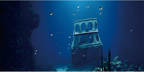 AWERT Undersea Aquarium Background, 48x18 inches Ruins Aquarium Background for Fish Tank