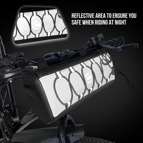 WOTOW Waterproof Bike Handlebar Bag with Large Reflective Area & Strips, Front Pouch with Waterproof Zipper