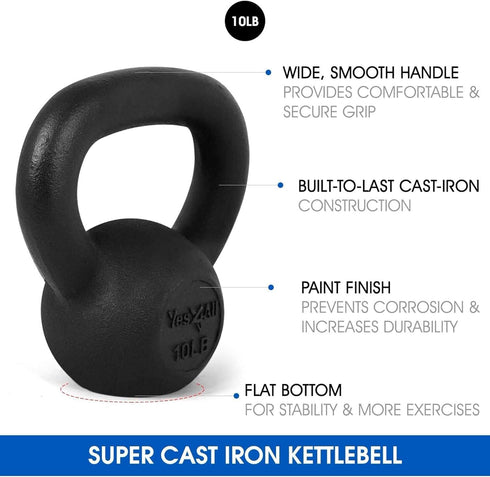 Yes4All 5-80 lbs Cast Iron Kettlebell - Dumbbell Weights for Full Body Home Workout Equipment