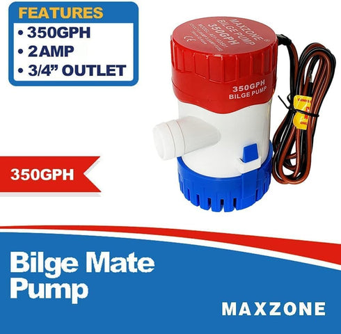 12v Submersible Boat Bilge Water Pump Non-Automatic Marine Electric Bilge Pump for Ponds, Pools, Spas Silent, Boat
