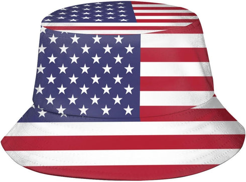 Funny Flag Bucket Hats - Packable Travel Beach Sun Hat - Wide Brim Fisherman Caps for Men & Women