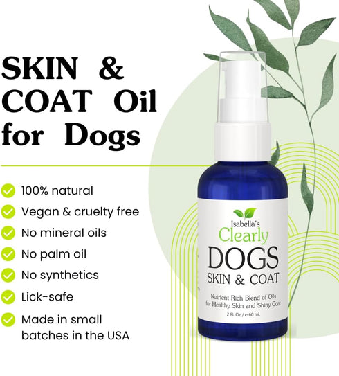 Natural Skin & Coat Oil for Dogs Coconut, Olive & Almond Oil Dog Moisturizer for Dry, Itchy Skin & Dull Coats | Adds