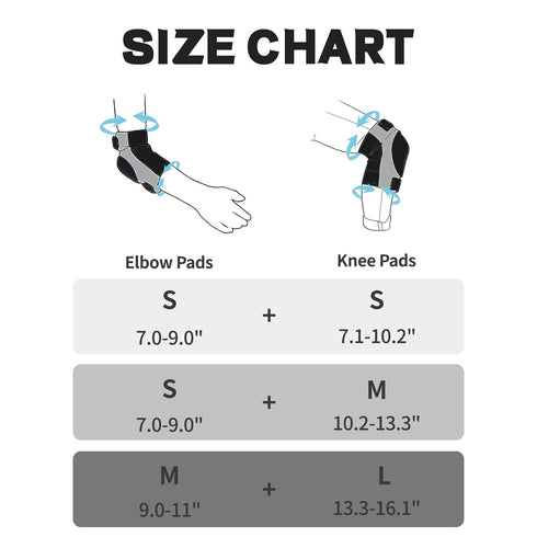 Knee Pads Elbow Pads Set for Kids, Youth Adjustable Protective Sets with Thickened SBR Pads for Riding