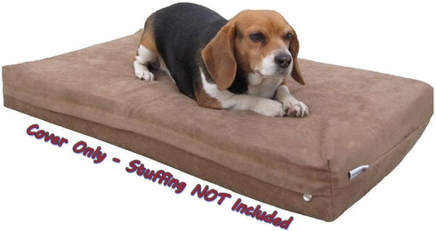 Dogbed4less DIY Pet Bed Pillow, Brown MicroSuede Duvet Cover with Waterproof Internal Case, 35X20X4 Inch