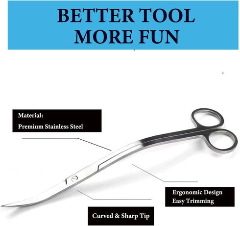 Aquarium Scissors, Stainless Steel Mirror Wave Scissors for Professional Water Grass Maintenance